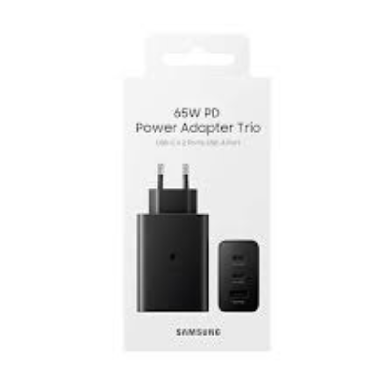 111-1.png Samsung 65W PD Super Fast Power Adapter Trio (USB-C2 & USB-A1) - Black (Model: EP-T6530) - Image 1