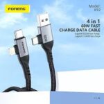 FONENG X92 60W Braided Fast Charging 4-in-1 Cable - Black - Image 3