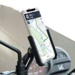 Aluminum Alloy Motorcycle/Bike Mobile Phone Holder with Mirror Mount – 360° Adjustable - Image 2