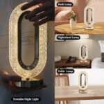V Crystal Table Lamp - 3 Modes USB Rechargeable Luxury Design - Image 2