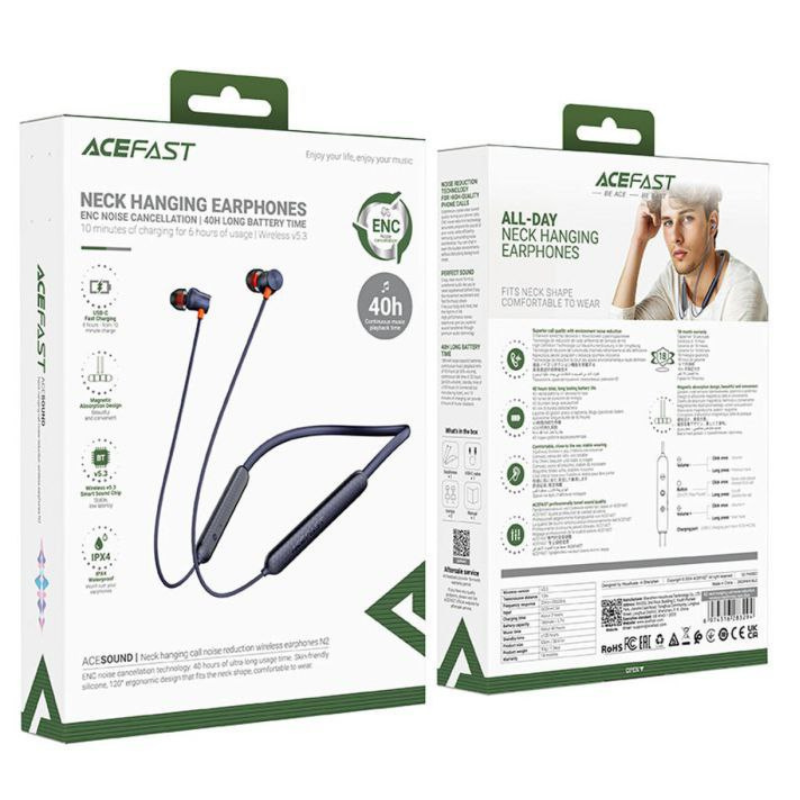 juhyut.png Acefast N2 নেক‑হ্যাংগিং ENC ওয়্যারলেস ইয়ারফোন - Image 1