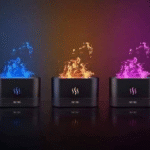 Fireplace Flame Effect Humidifier – LED Aroma Diffuser with Warm Glow