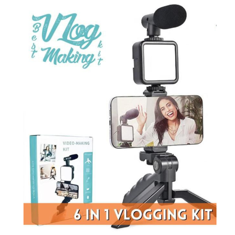 yyyyyyyyyyyy-2.png Professional AY-49 Smartphone Vlog Video Fill Light Kit with Tripod, Microphone, Phone Stand & Remote Controller - Image 1