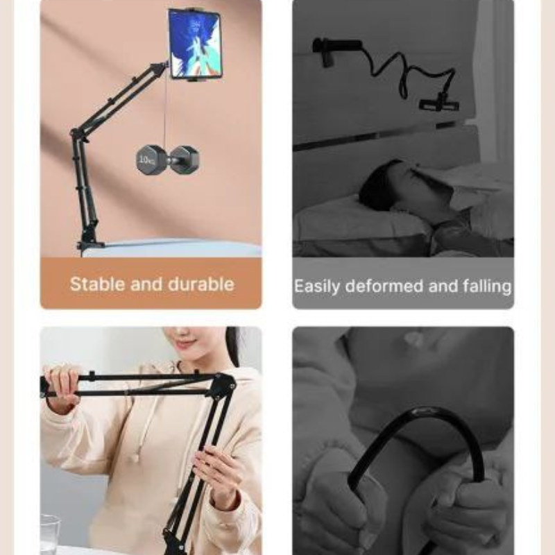 zzzzzz-6.png Ulanzi T2 Metal 360° Long Arm Tablet & Smartphone Stand (4.6–12.9 inch) – Bed, Desktop & Boom Arm Mount - Image 1