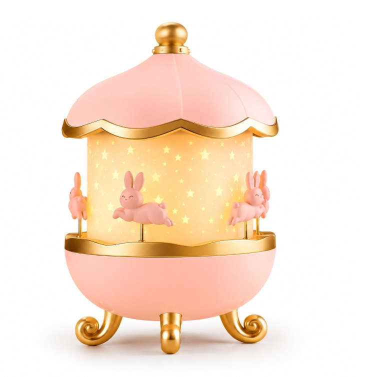 Bunny Carousel Night Light Projector with Music, Rechargeable LED Star Sky Lamp Bunny Carousel Night Light Projector with Music, Rechargeable LED Star Sky Lamp