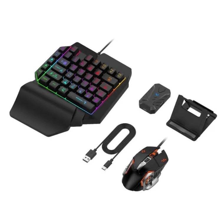img_2908 Mk500 5-in-1 Gaming Keyboard & Mouse Combo with Converter & Phone Holder - Image 1