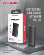 Ven-Dens VD-PB062 10000mAh Power Bank – Digital Display with Built-in Type-C & Lightning Cables - Image 2