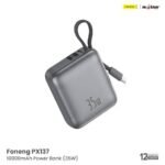 the Foneng PX137 10000mAh 35W fast-charging mini power bank with a built-in Type-C cable