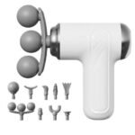 Fascia Gun Light Age, a portable 3-head percussive deep-tissue massager that comes with nine interchangeable attachment heads