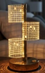 3- tier cylindrical meshrechargable Led table lamp - Image 2